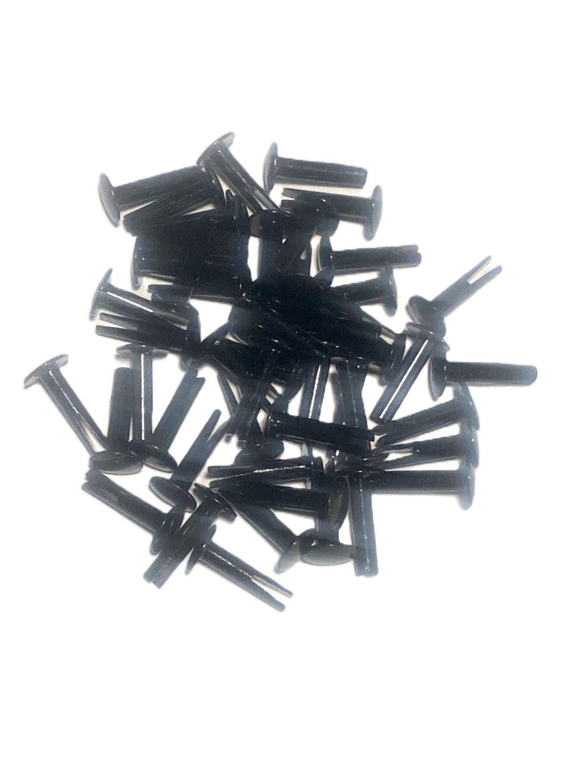 Vintage Antique Trunk Steamer 3/4″ Bright Black Split Rivets Lot of 50