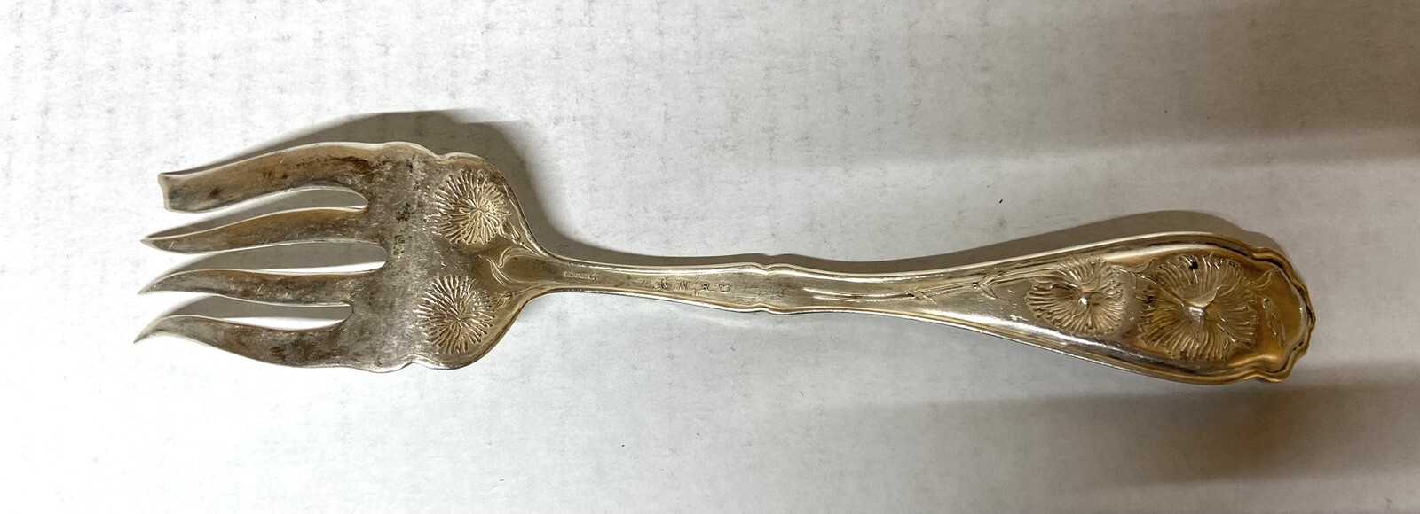 W.R. Silverplate Cold Meat Serving Fork PAT Jan, 14 1908- Carnation pattern