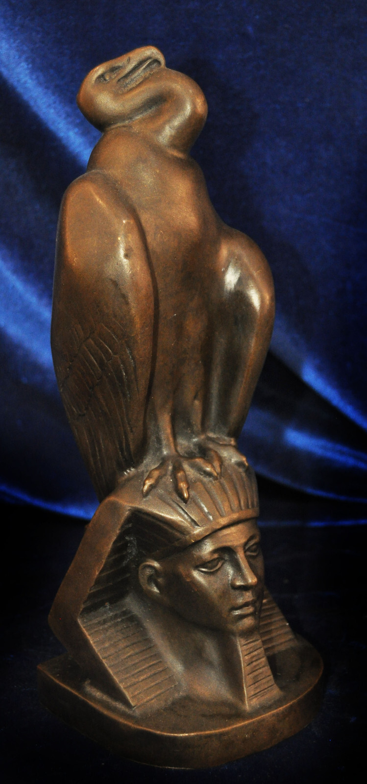 EGYPTIAN BRONZE SPHINX DECO WINGED ORMOLU FRENCH BUST NEOCLASSICAL PHARAOH
