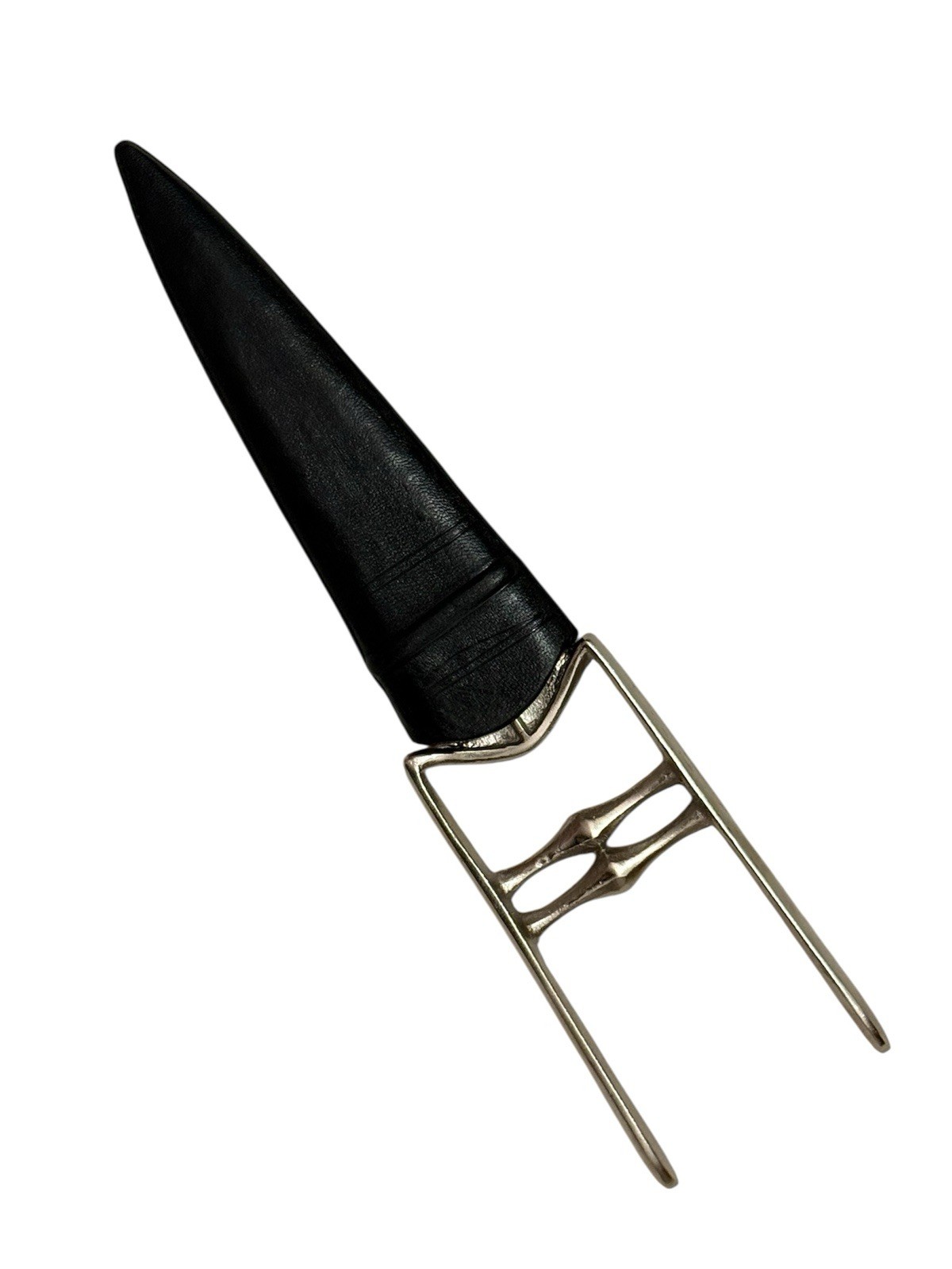 Rajput Katar Tiger Knife Dagger With Black Leather Scabbard Cast Iron Steel 14”