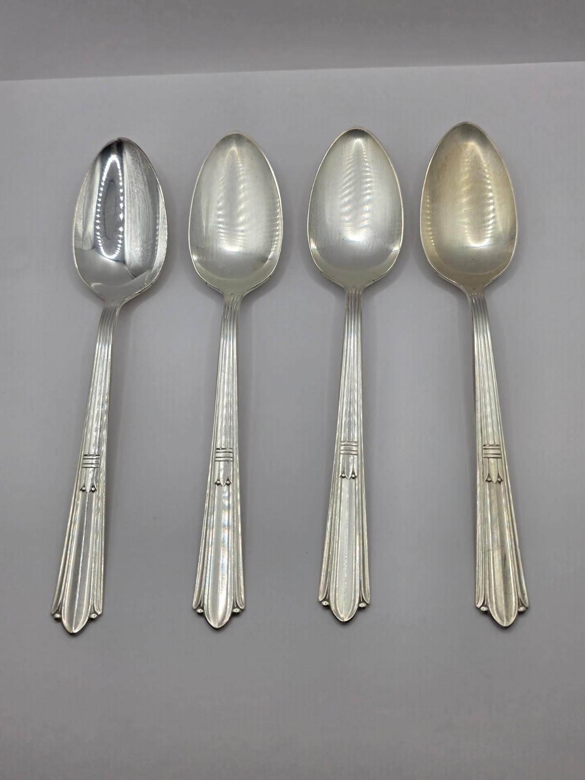 4 Teaspoons Stratford Plate Sectional Marked IS Vintage