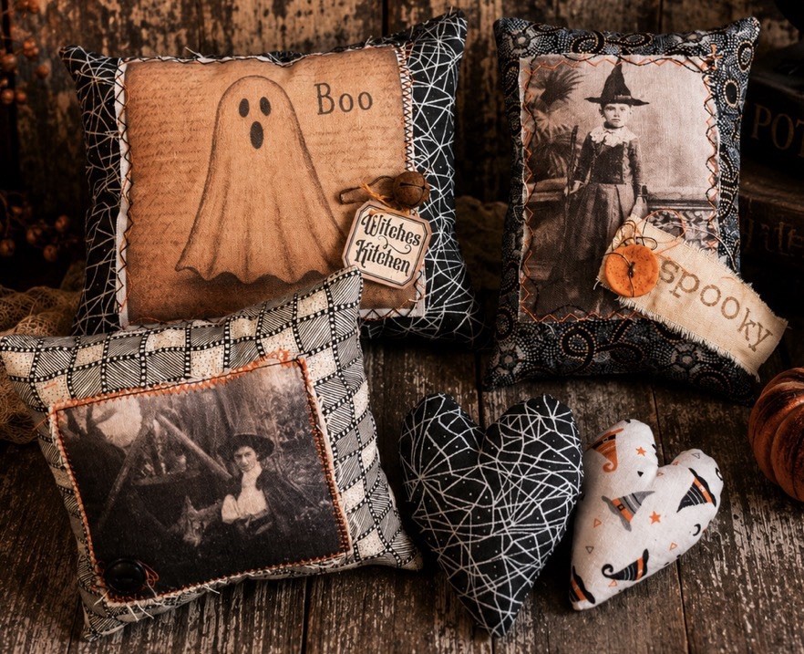 Lot of 5 Primitive Style Halloween Witch Tucks Pillows Bowl Filler Ornie Rustic