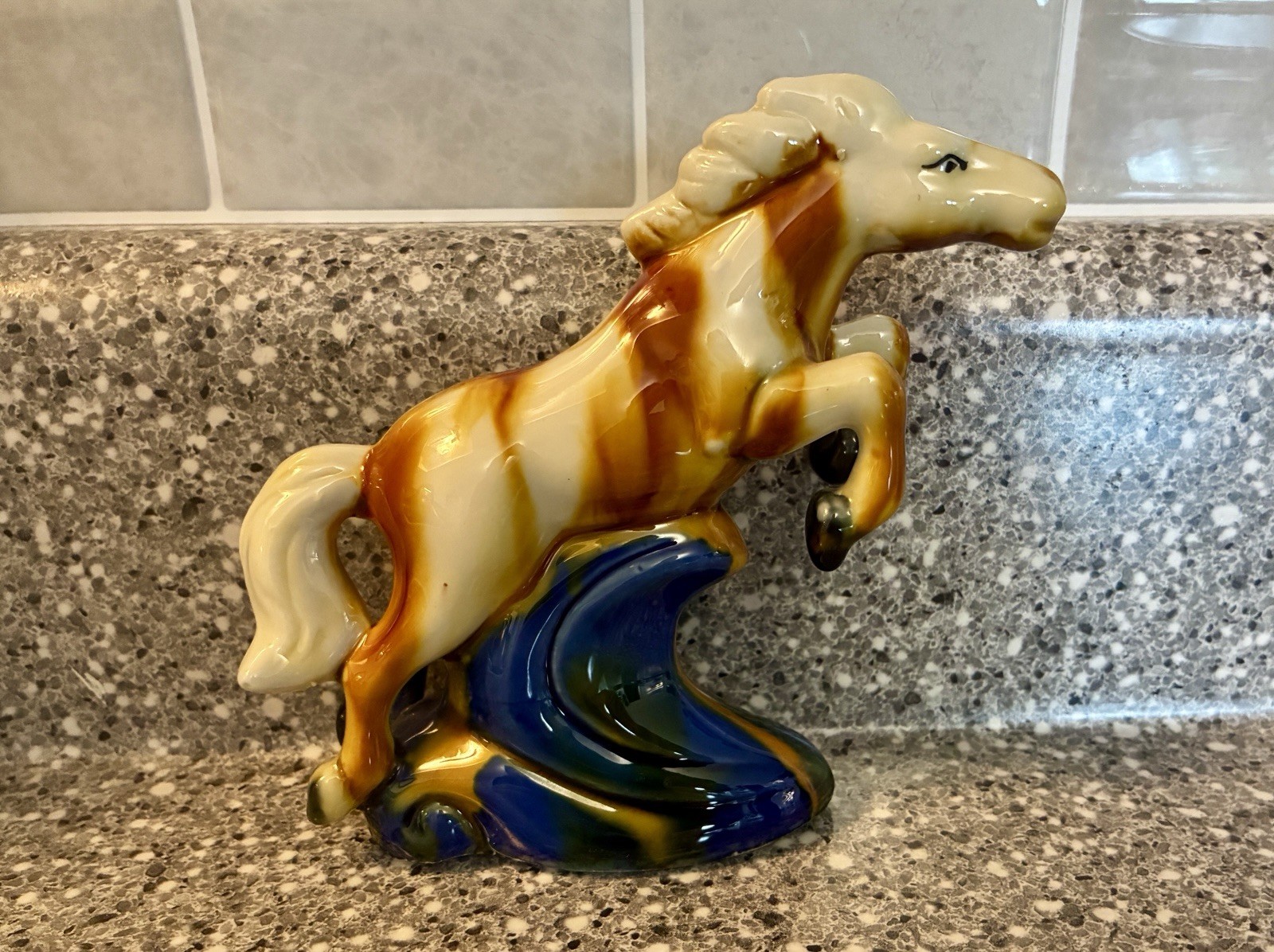 Beautiful Vintage Chinese Tang Dynasty Majolica Sancai Drip Glaze Horse Figurine