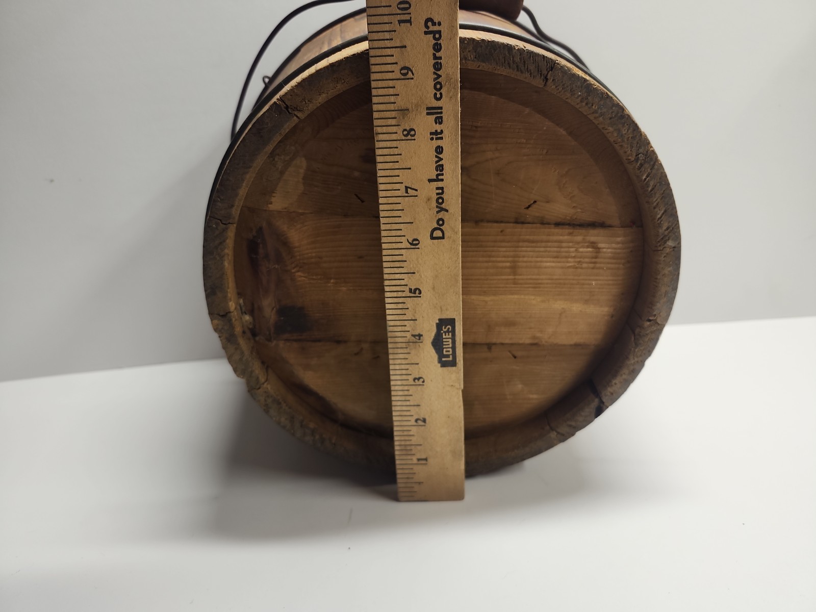 Antique Primitive Wooden Stave-Constructed Well Water Pail/Bucket With Handle