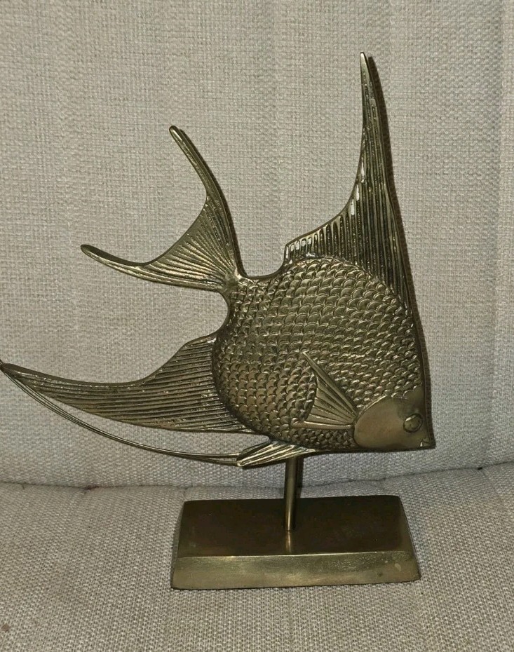 Vintage Mid Century Brass Angel Fish Sculpture Rosenthal Netter Raymor Statue