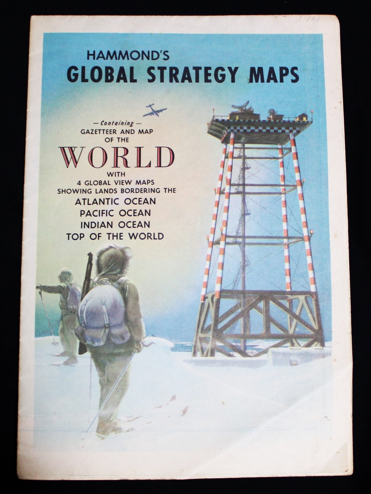 HAMMOND’S GLOBAL STRATEGY MAP OF THE WORLD ABOUT 1950 VINTAGE