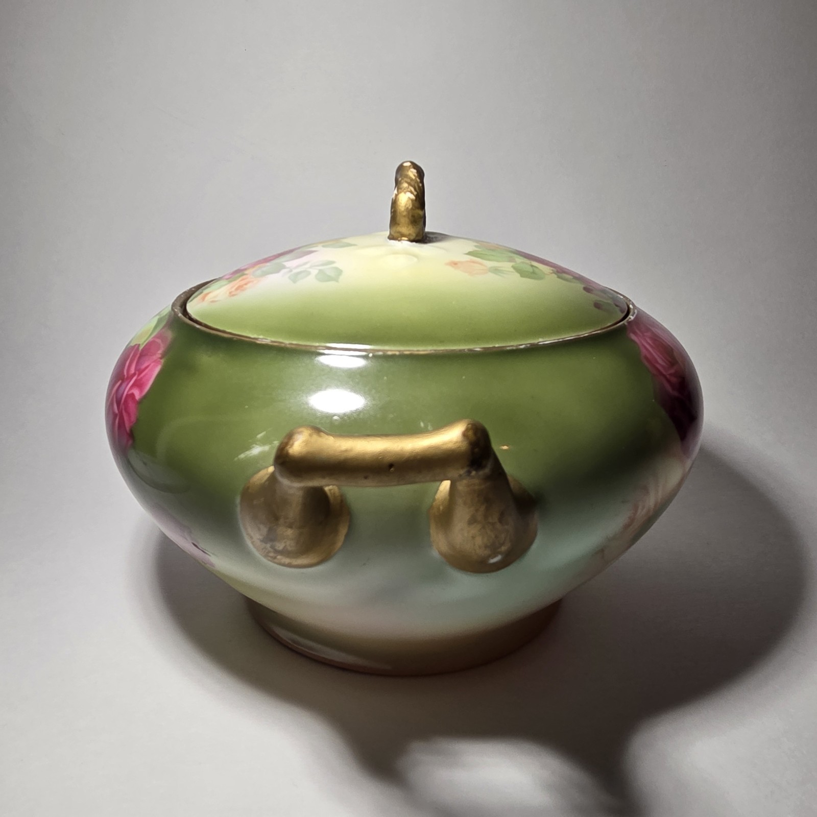 Antique Thomas Bavaria Covered Dish Biscut Jar Signed E. Muller Hand Painted