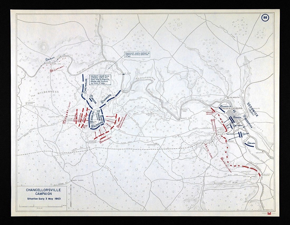 West Point Civil War Map Battle Chancellorsville Fredericksburg VA May 3 Early