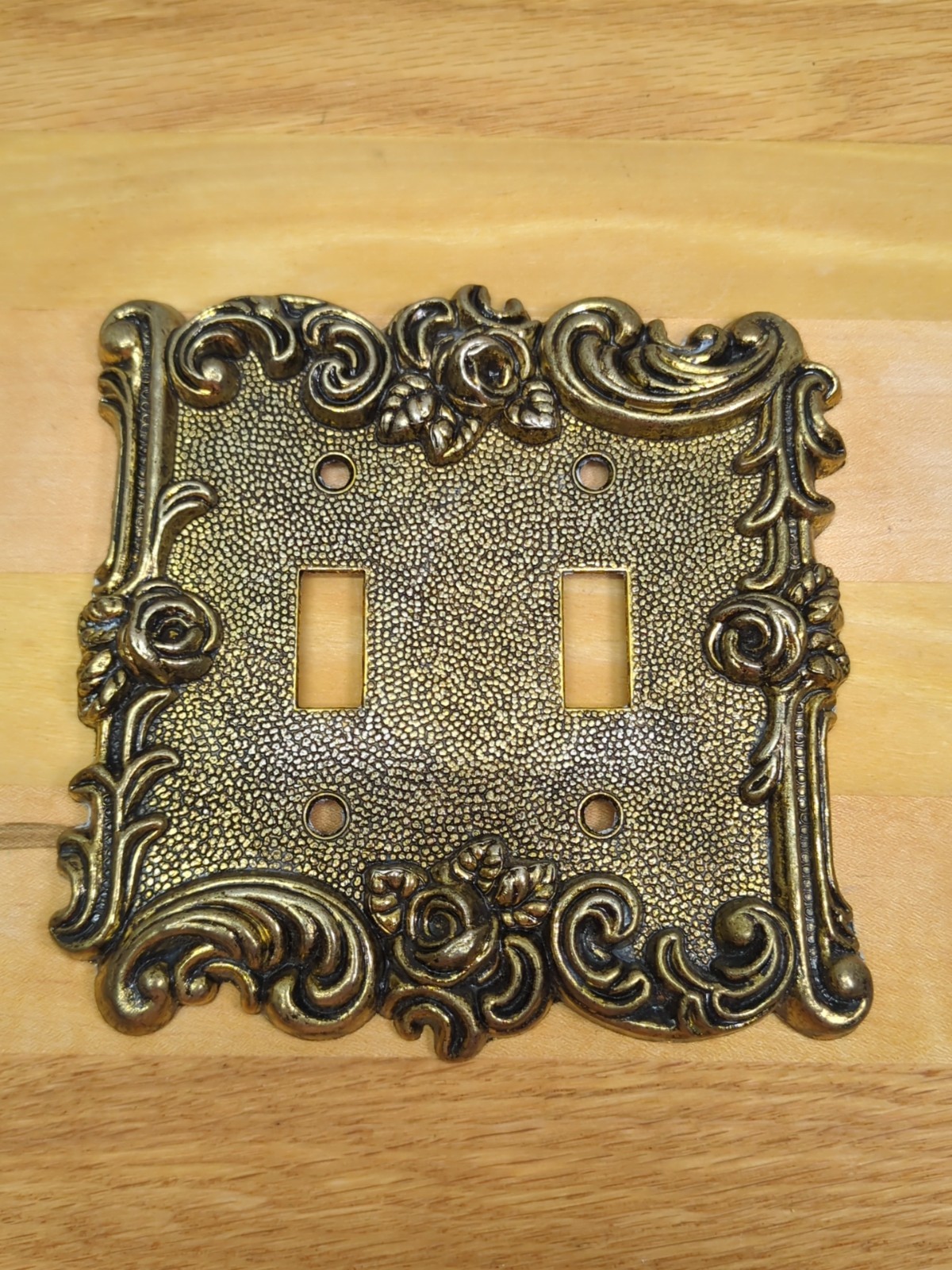 Vintage American Tack & Hardware 1967 Double Light Switch Cover 60TT Brass/Gold