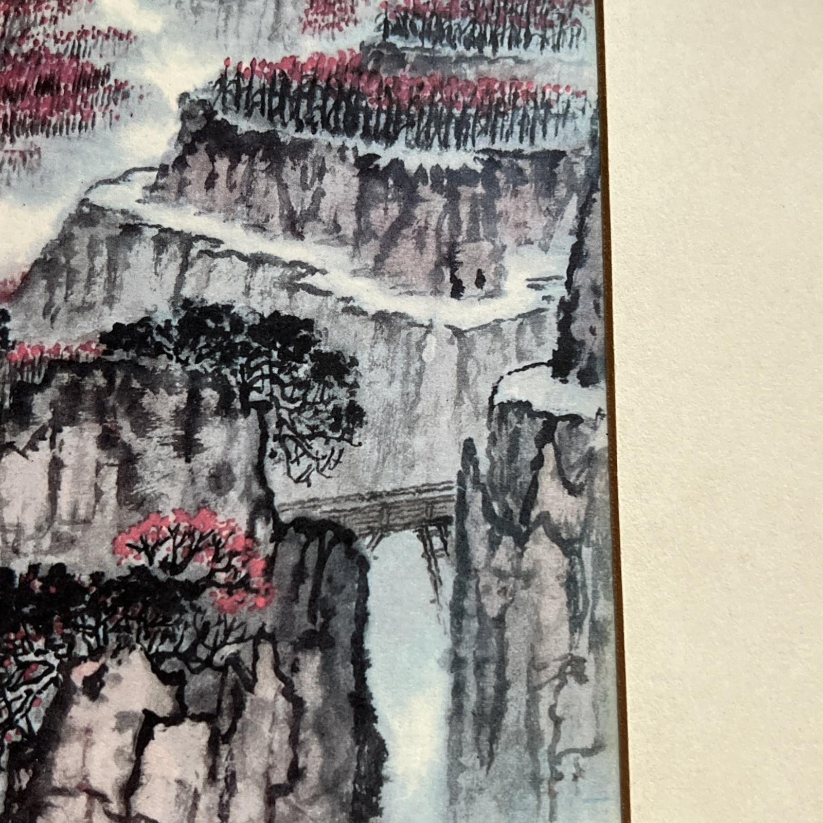 Chinese Woodblock Print THE HILL ARE RED 1960s Qian Song Yan (1898-1985)