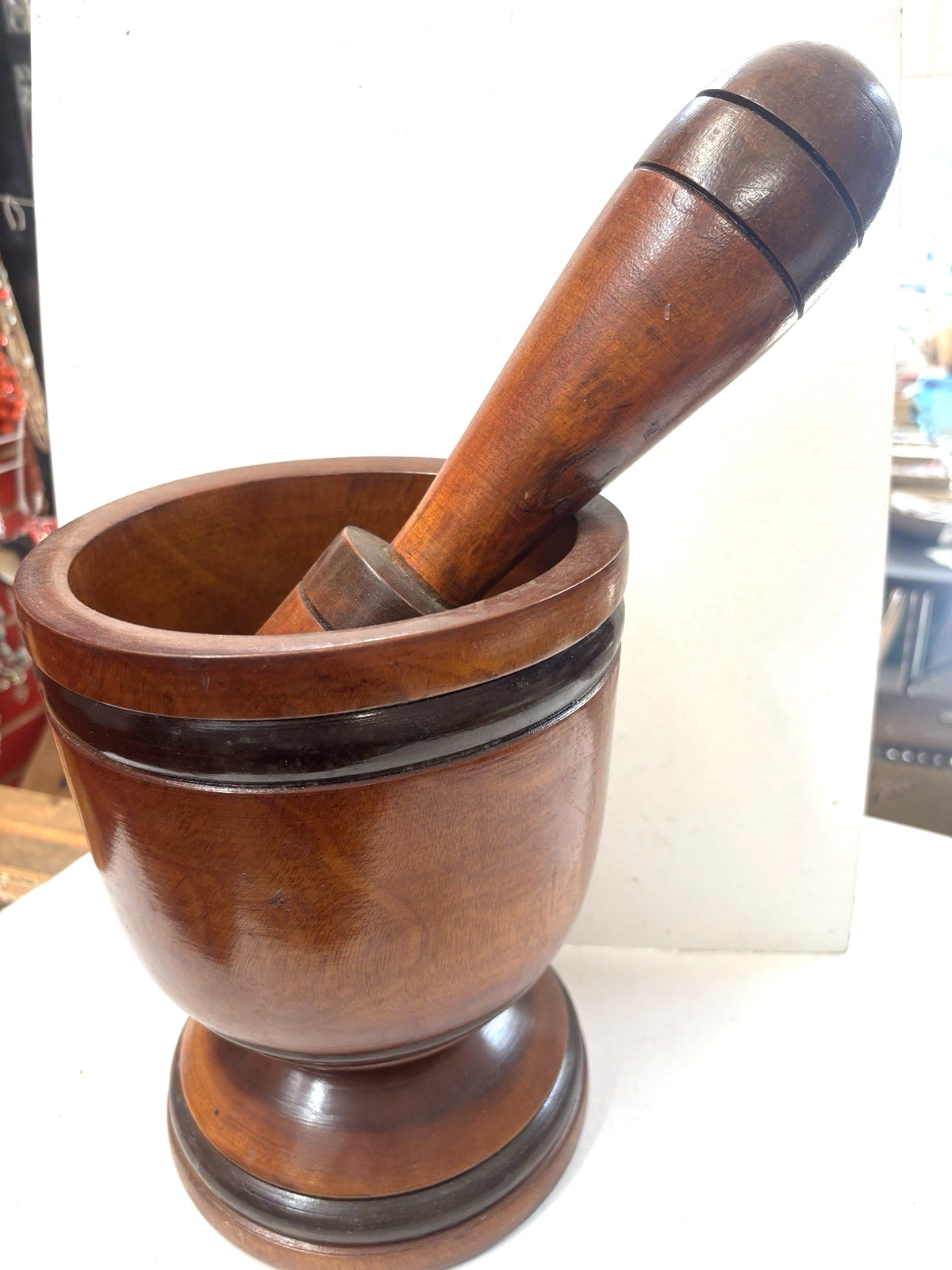 Large Carved Wood Mortar & Pestle , X-Large 9.5 inch tall – Display – Haiti