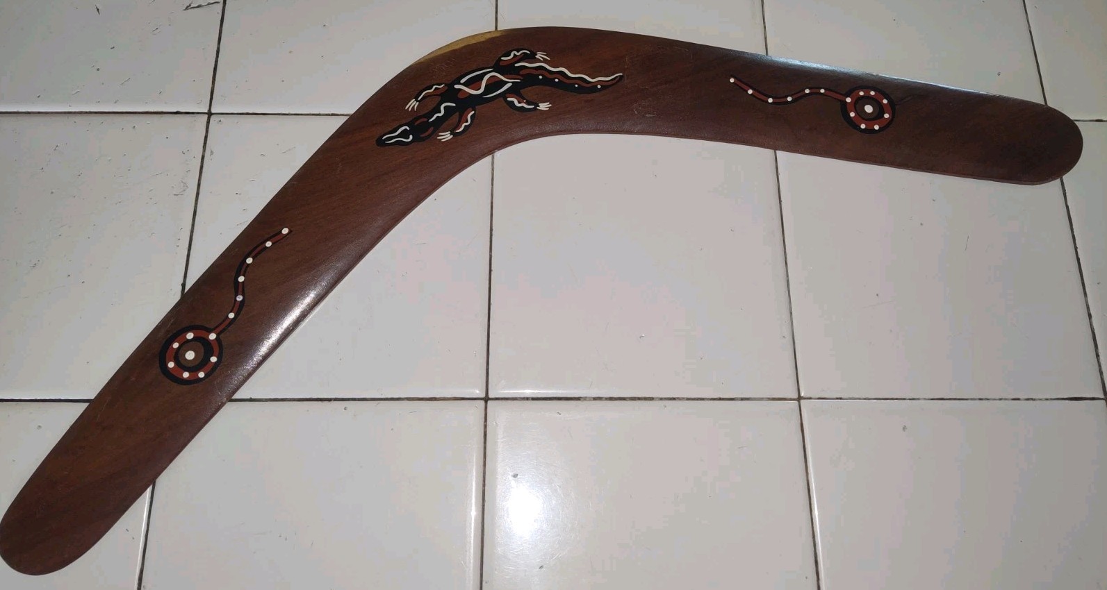 RARE OLD AUSTRALIAN ABORIGINAL Boomerang Hand Painted 22.5 Length