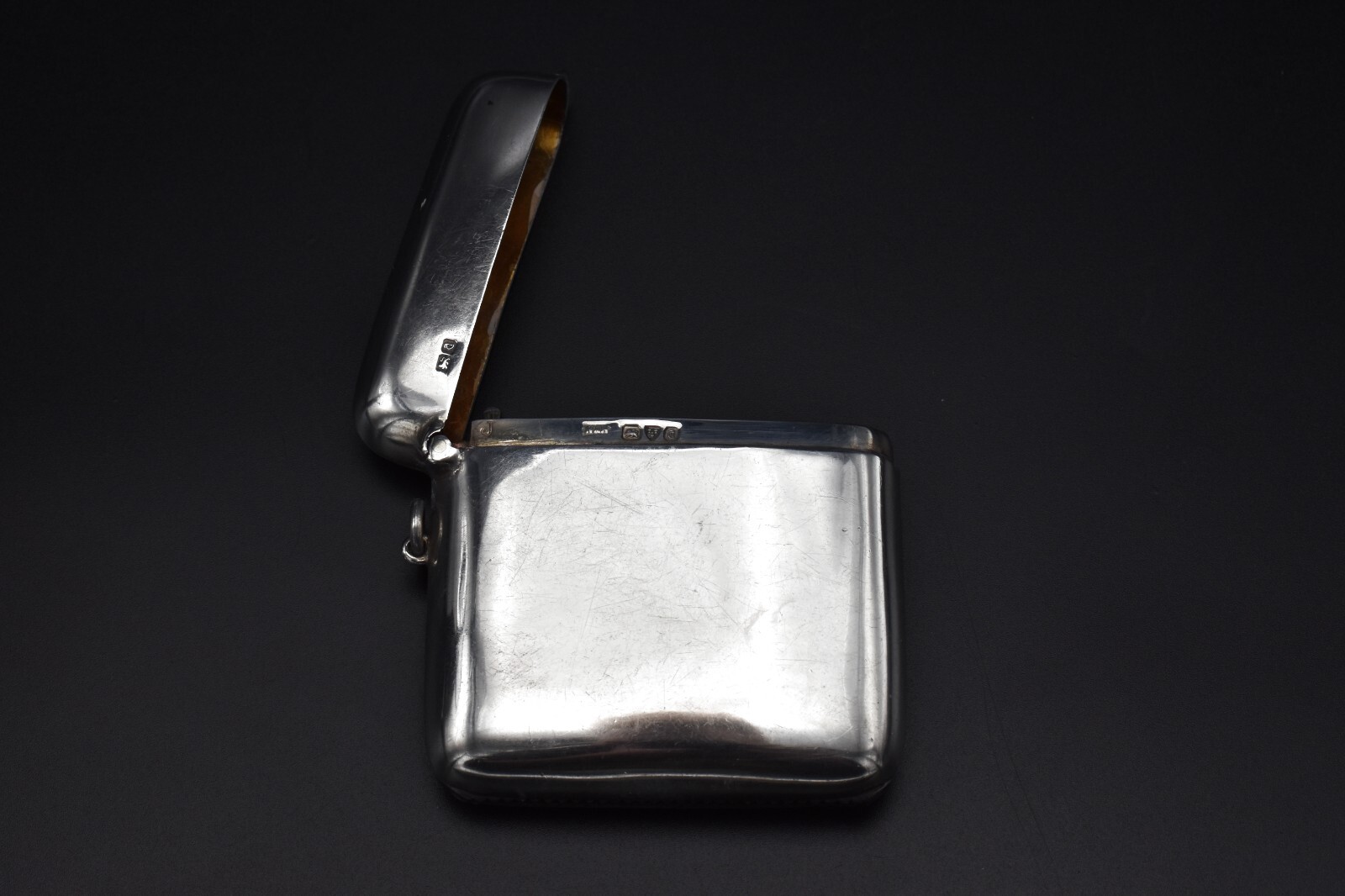 Antique Large Solid Silver Vesta Case Match Safe 1926 Heavy Walker & Hall