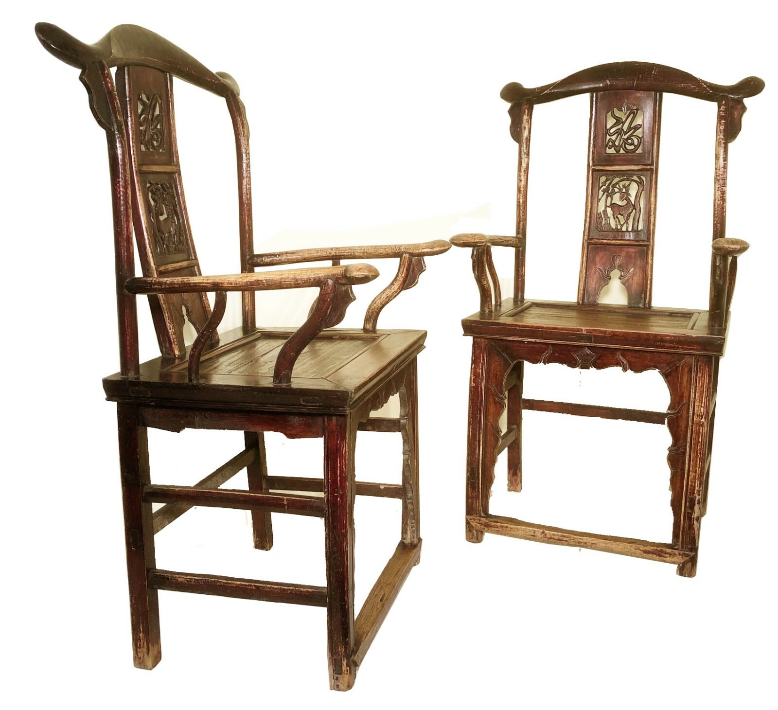 Antique Chinese High Back Arm Chairs (5875) (Pair), Circa 1800-1849