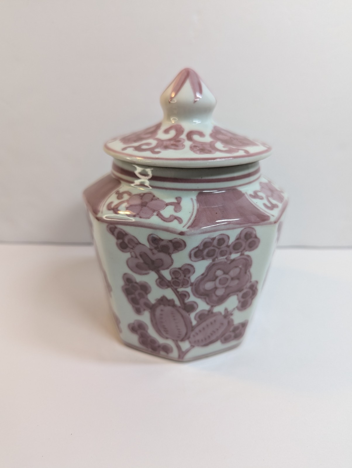 Vintage Chinese Red and White Jar With Lid