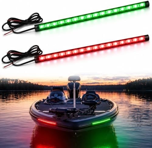 Navigation Lights – LED Bow Lights, Green & Red, Night Fishing, Deck, IP67 Wa…