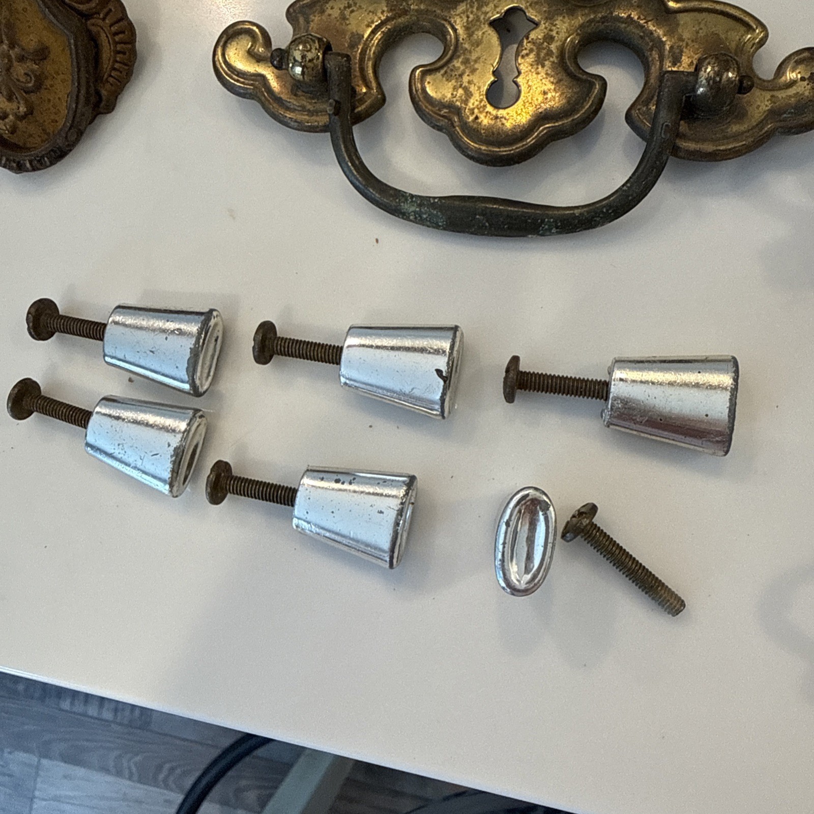 Vintage Victorian MCM Drawer Pulls & Knobs Brass & other materials large lot