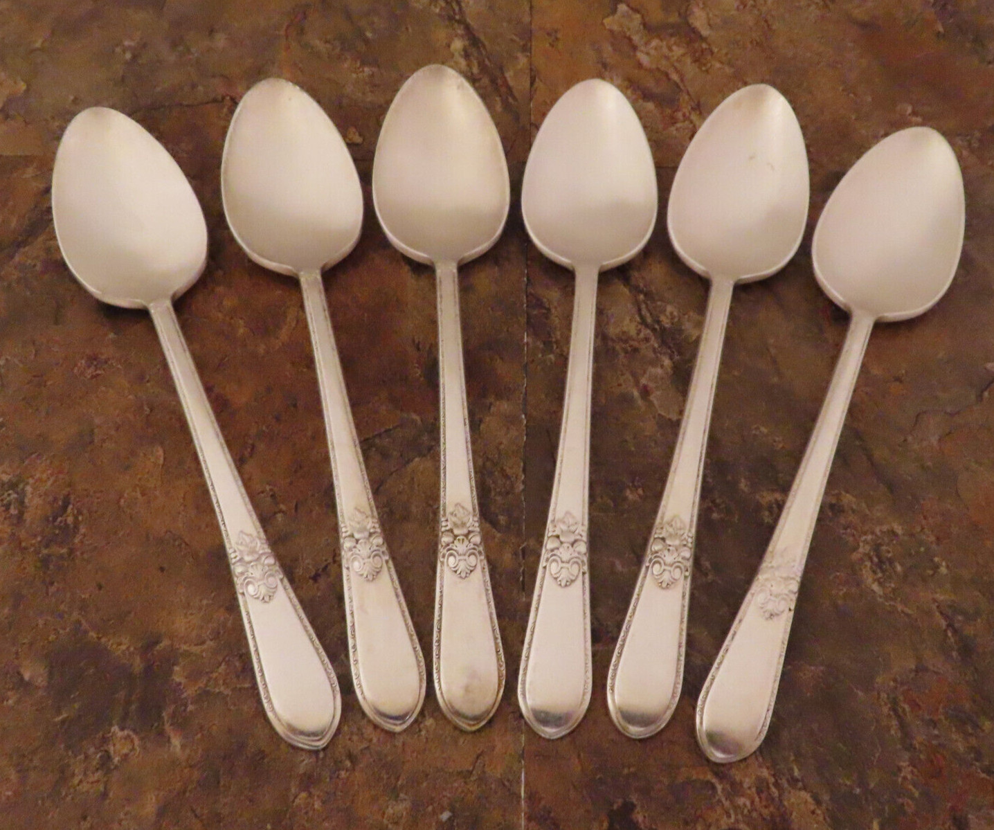 IS Adoration Set of 6 Teaspoons Spoon 1847 Rogers Vtg Silverplate Flatware Lot F