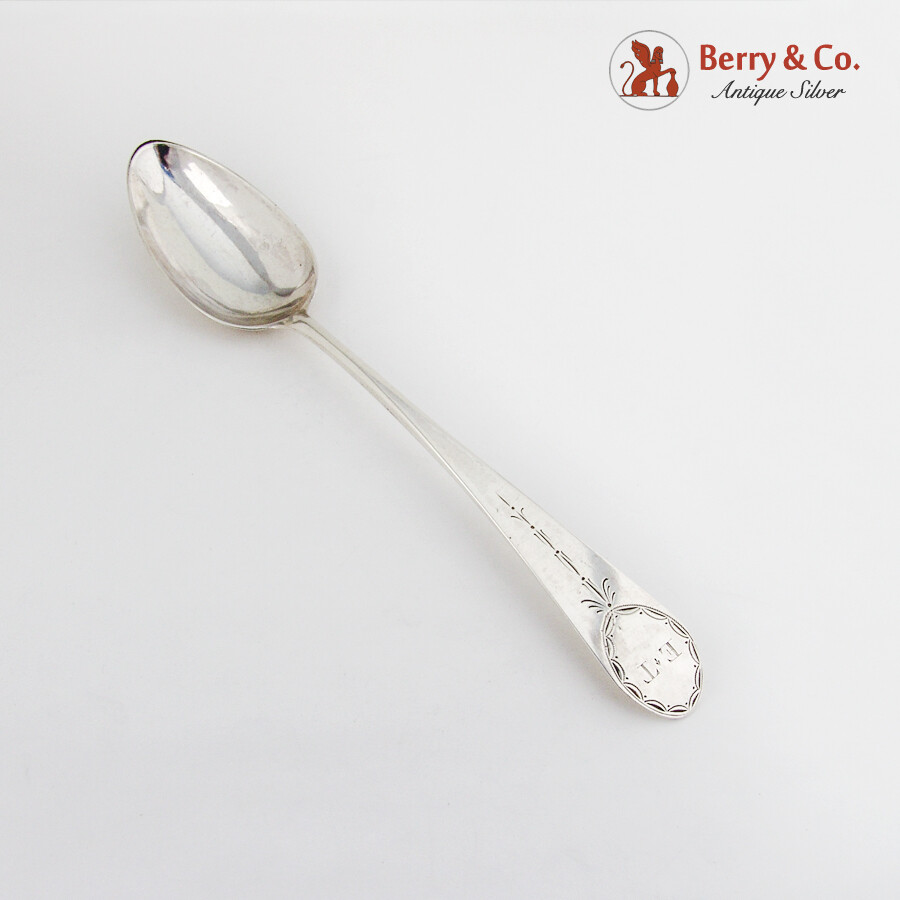 Early Federal Reverse Tipt Tablespoon John Burger Coin Silver Mono ET