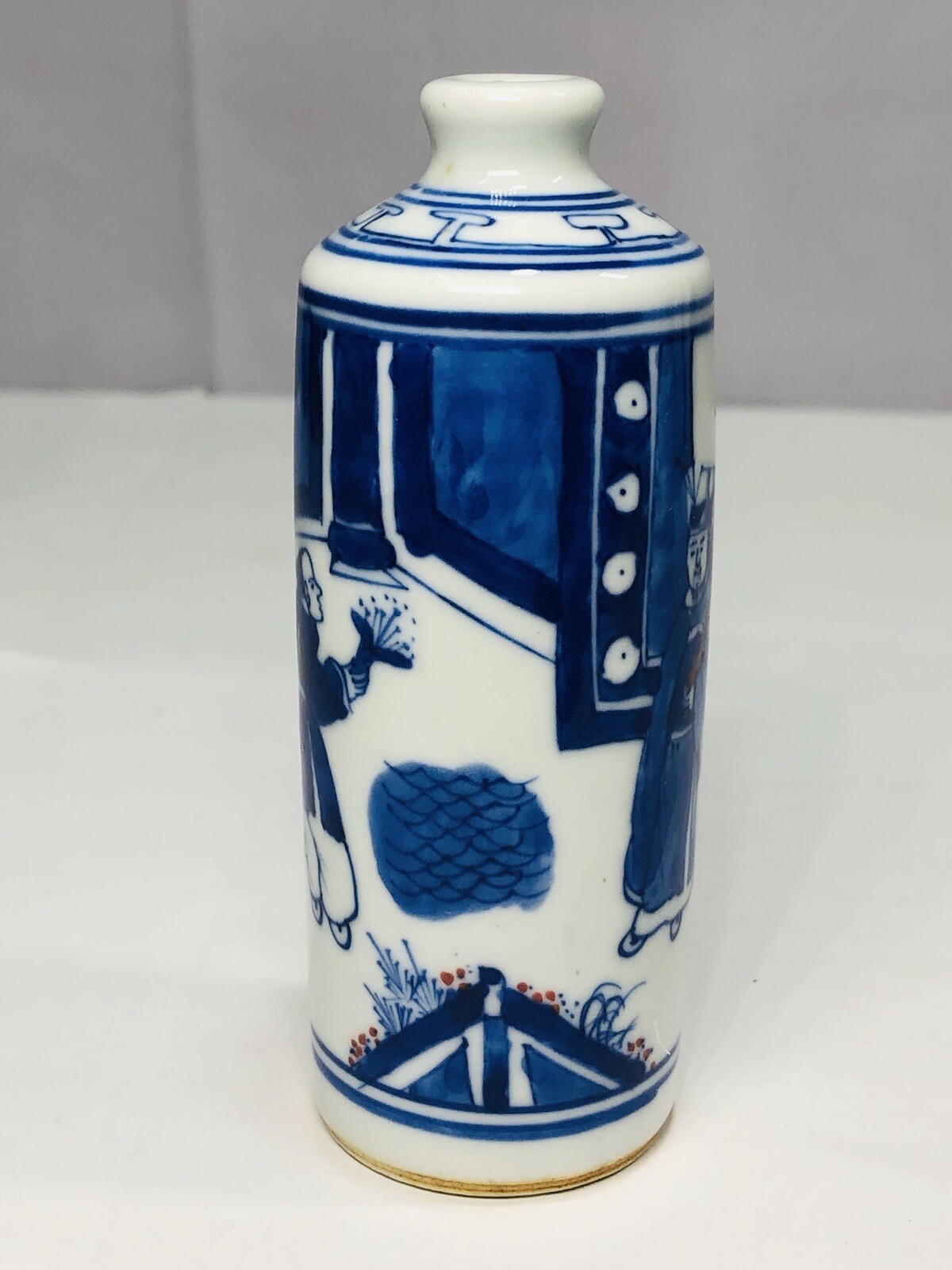 Chinese Qing dynasty blue and white copper red snuff bottle
