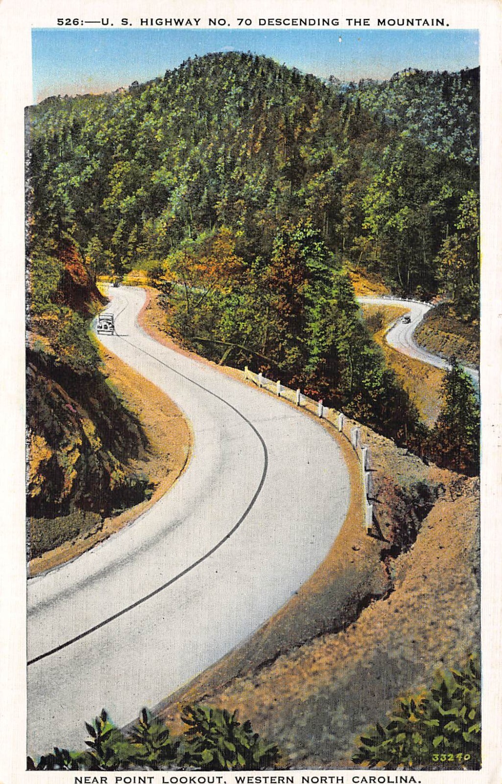 North Carolina Postcards U.S. highway No.70 Descending the Mountain in NC