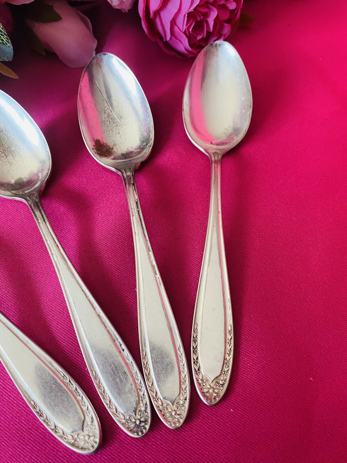 Oneida Comm Par Plate 1915 BRIDAL WREATH Tea Spoon Set Of 4
