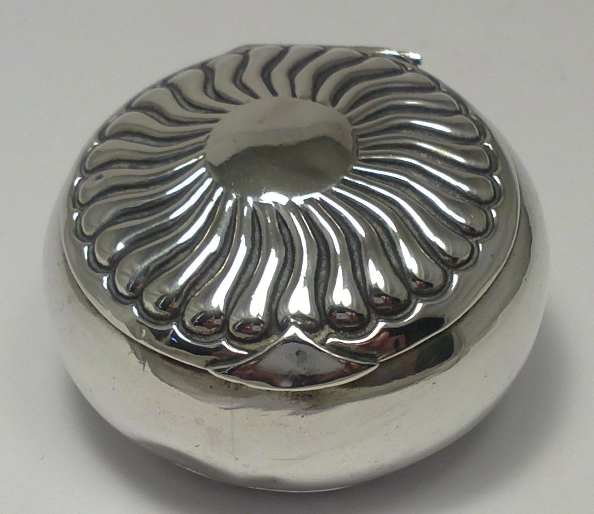 Victorian Sterling Silver Trinket / Pill Box (1 ¾” dia.) – Hallmarked 1889