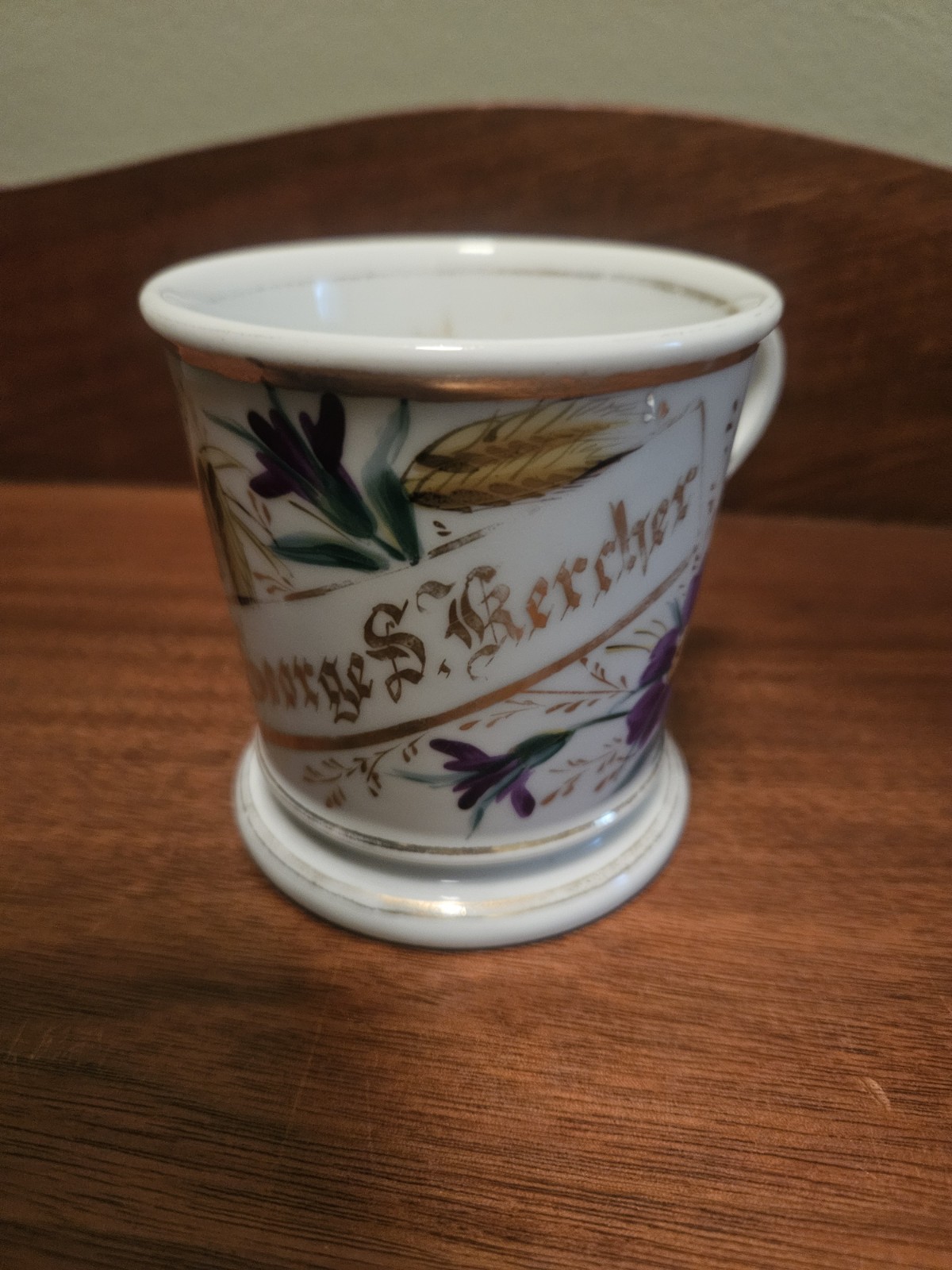 Antique Vintage Decorative Floral Personalized Shaving Mug George S Kercher