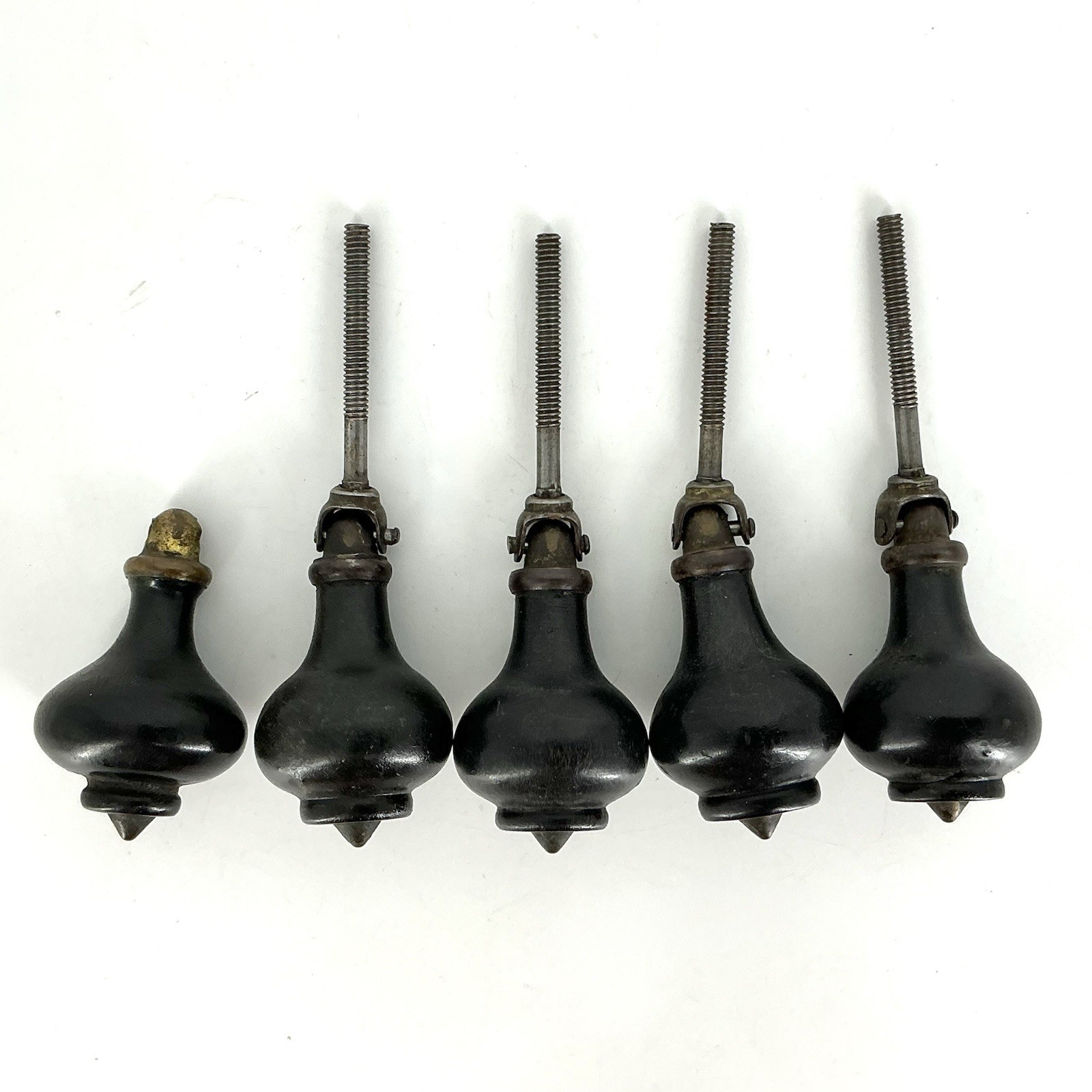 Victorian Eastlake Teardrop Drop Drawer Pulls Black Set Of 5 Antique