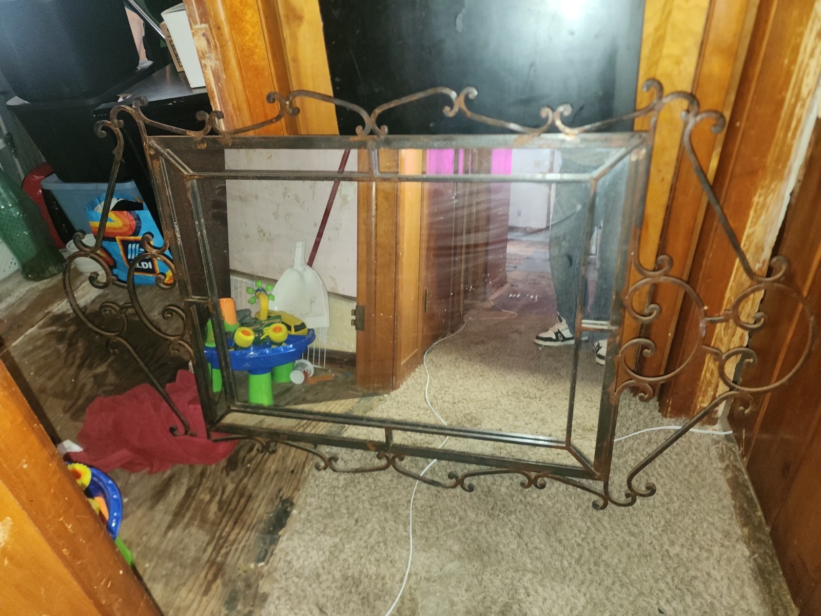 Wrought Iron Framed Beveled Glass Mirror