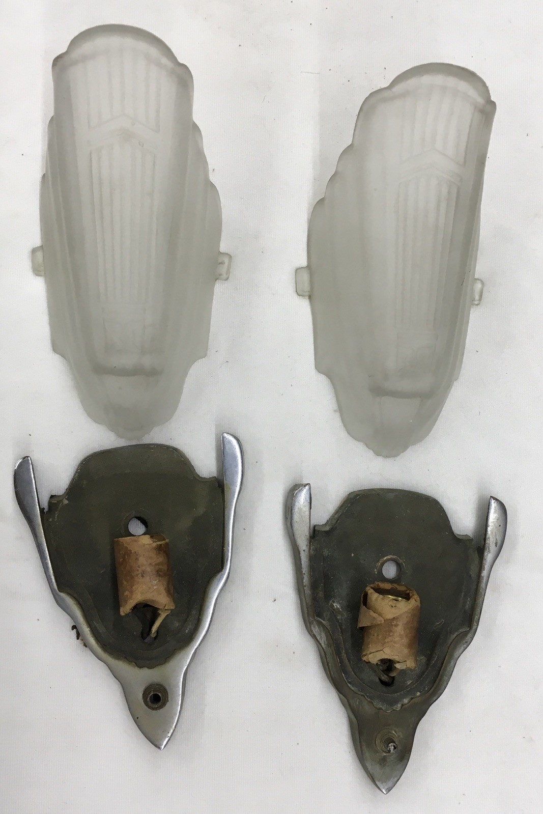 Vintage Art Deco Slip Shade Sconces Pair, Circa 1920s