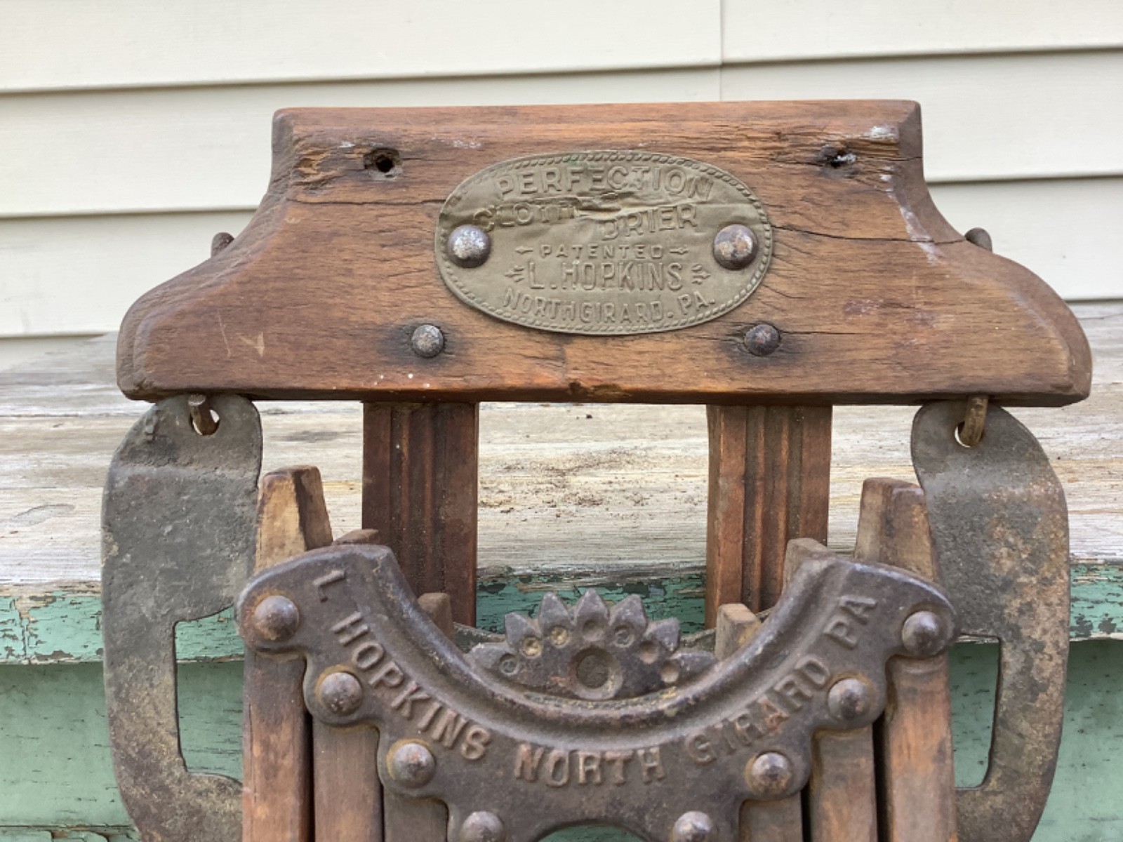 Antique Perfection Clothes Dryer Foldable Wooden Rack L Hopkins N Girard PA