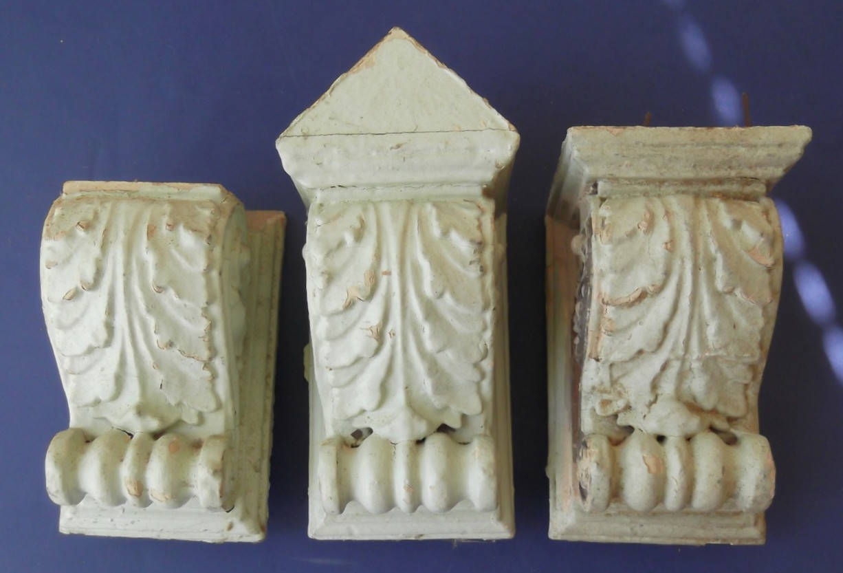 3 Architectural Salvage 5″ Wooden Corbels or Shelf Brackets-Acanthus Leaf Design