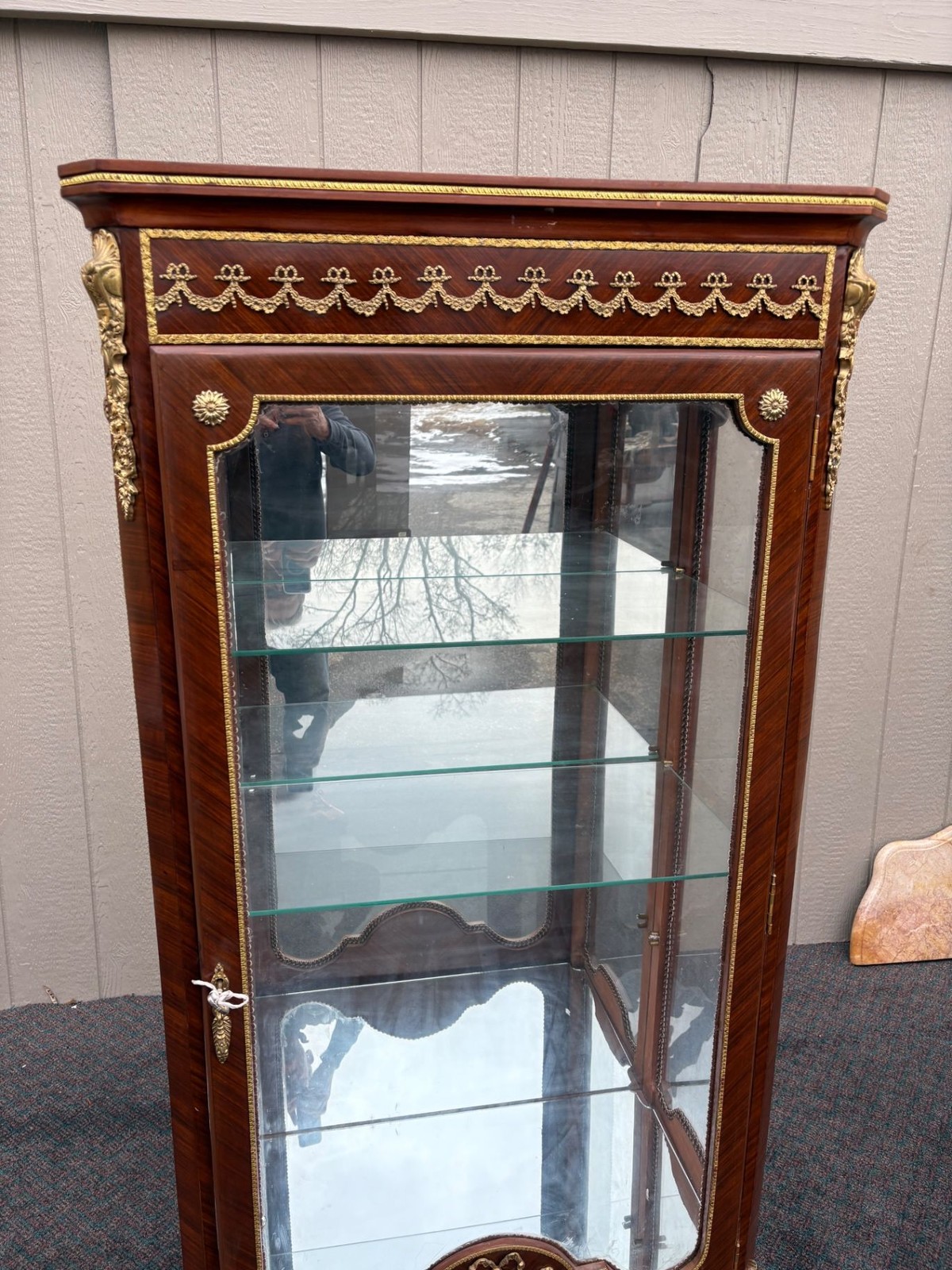 67322 Louis XV Style Curio Display Cabinet with Gilt Ormolu Accents