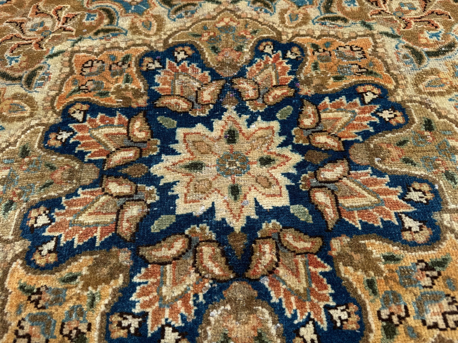 VINTAGE ORIENTAL RUG 10×13 handmade old ANTIQUE rust blue orange handwoven 9×12