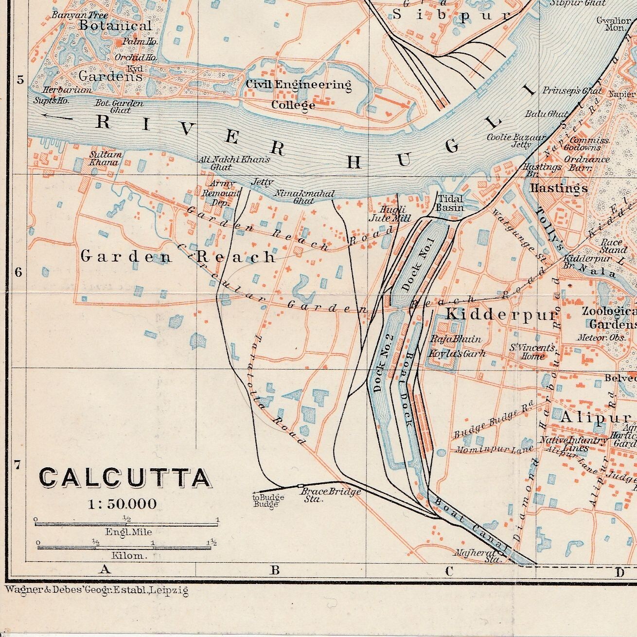 KOLKATA INDIA 1914 ANTIQUE ORIGINAL MAP CITY PLAN Calcutta Bengal