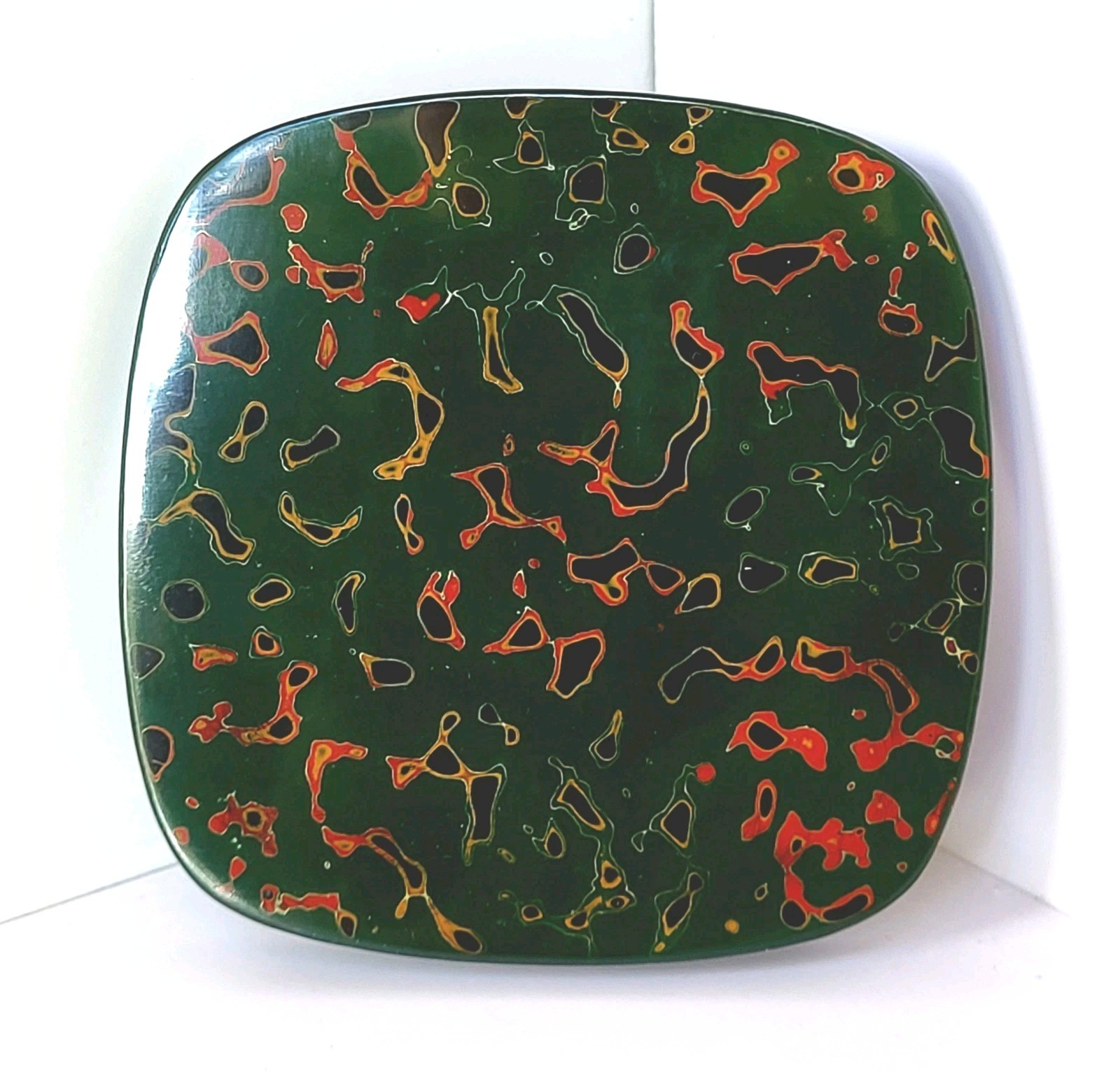 Japanese Lacquerware Tsugaru-nuri Green TEAPOT STAND 3½” (9 cm) With Box & Card