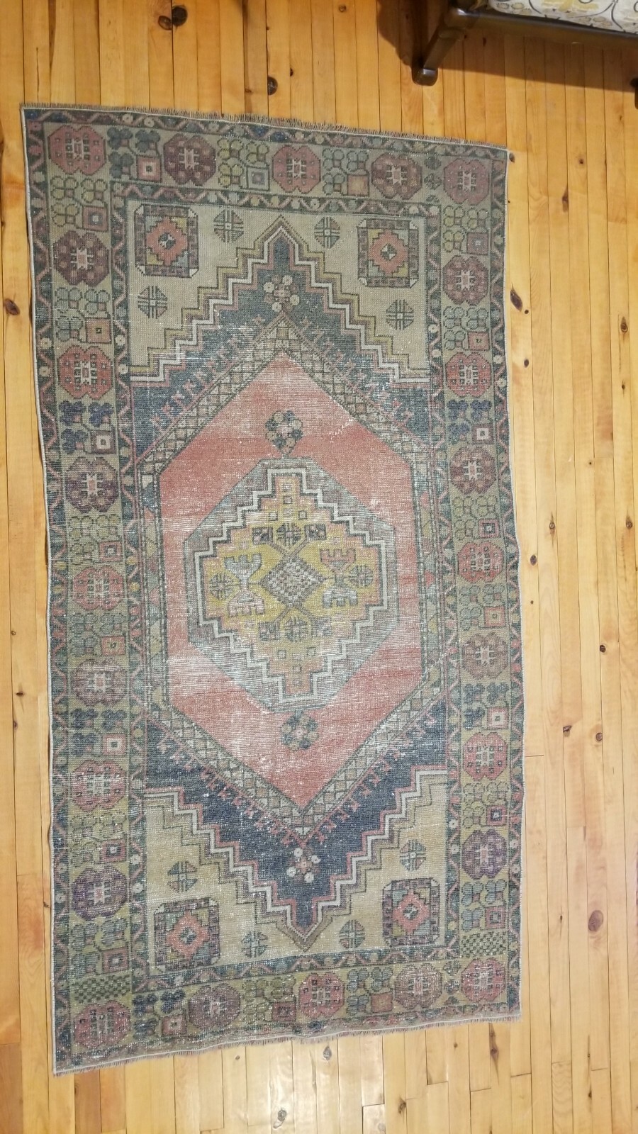 Vintage Bohemian 1960-1970’s Oushak Tribal Rug 3’6″ × 6’7″