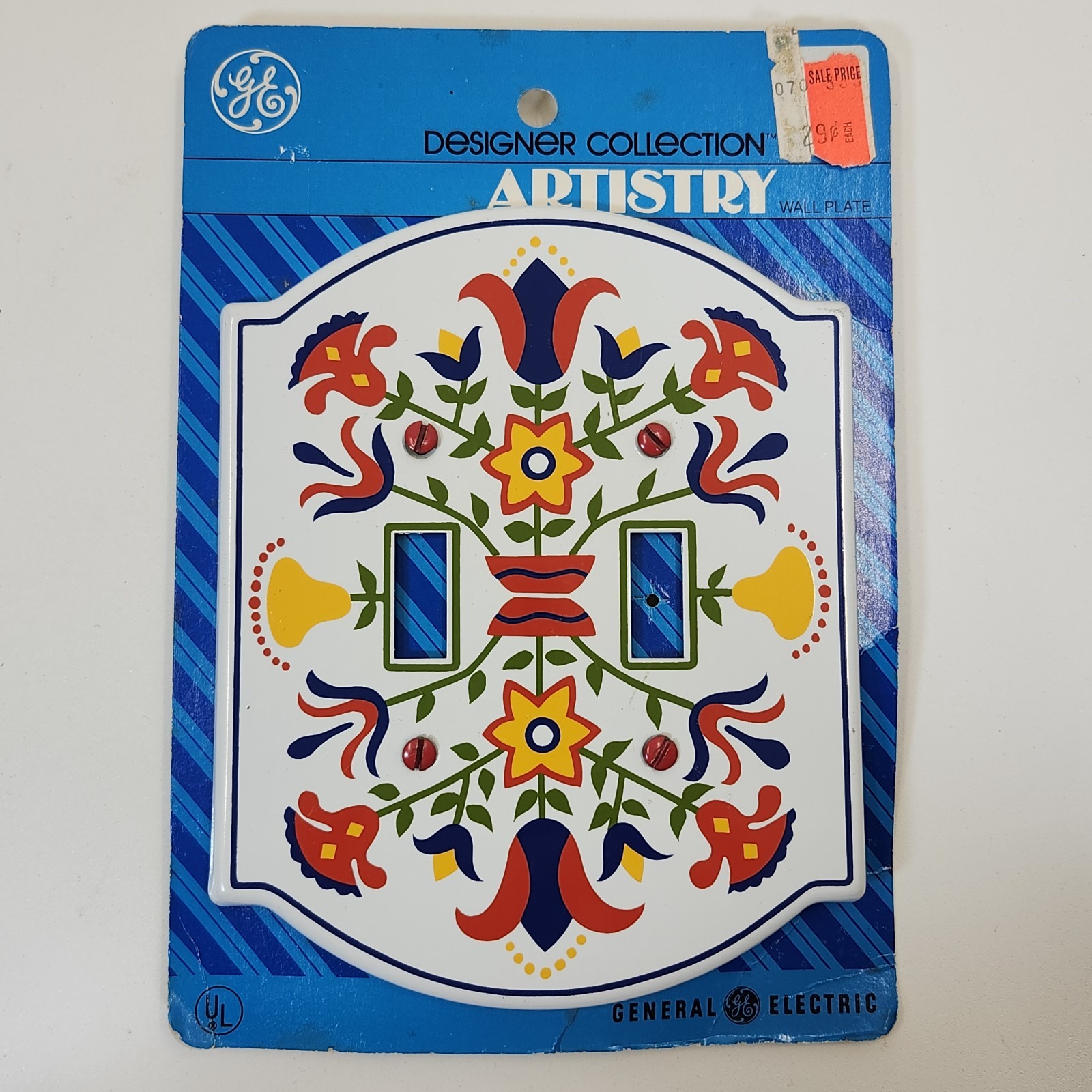 GE Artistry Double Light Switch Cover Plate Pennsylvania Dutch Tulip Vintage