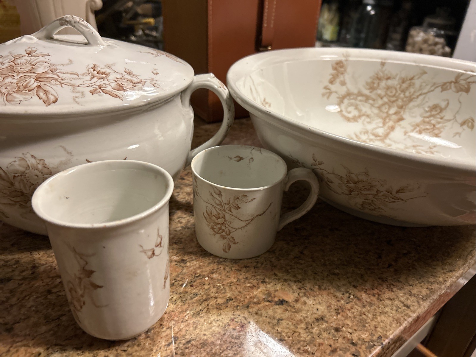 Thomas Forester & Sons Wild Rose 4 Piece Wash Set Transferware Phoenix Pottery