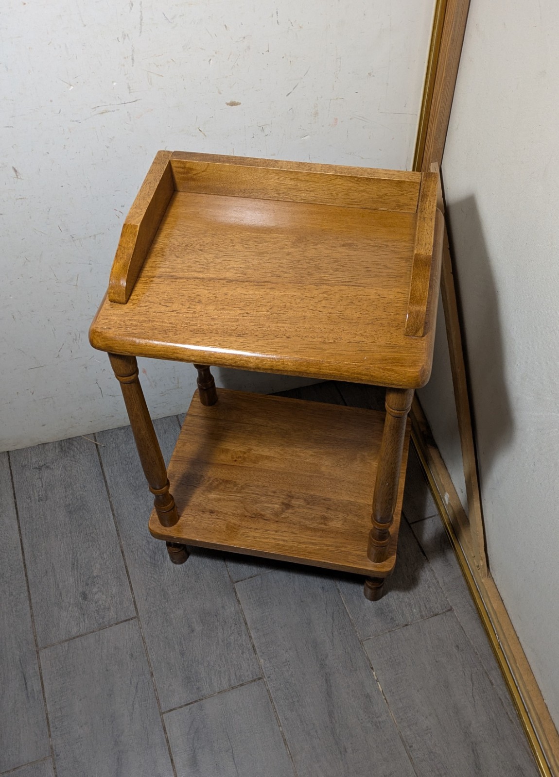 Vintage Rustic Country Colonial Solid Wood Small 2-Tier Side Telephone Table W52