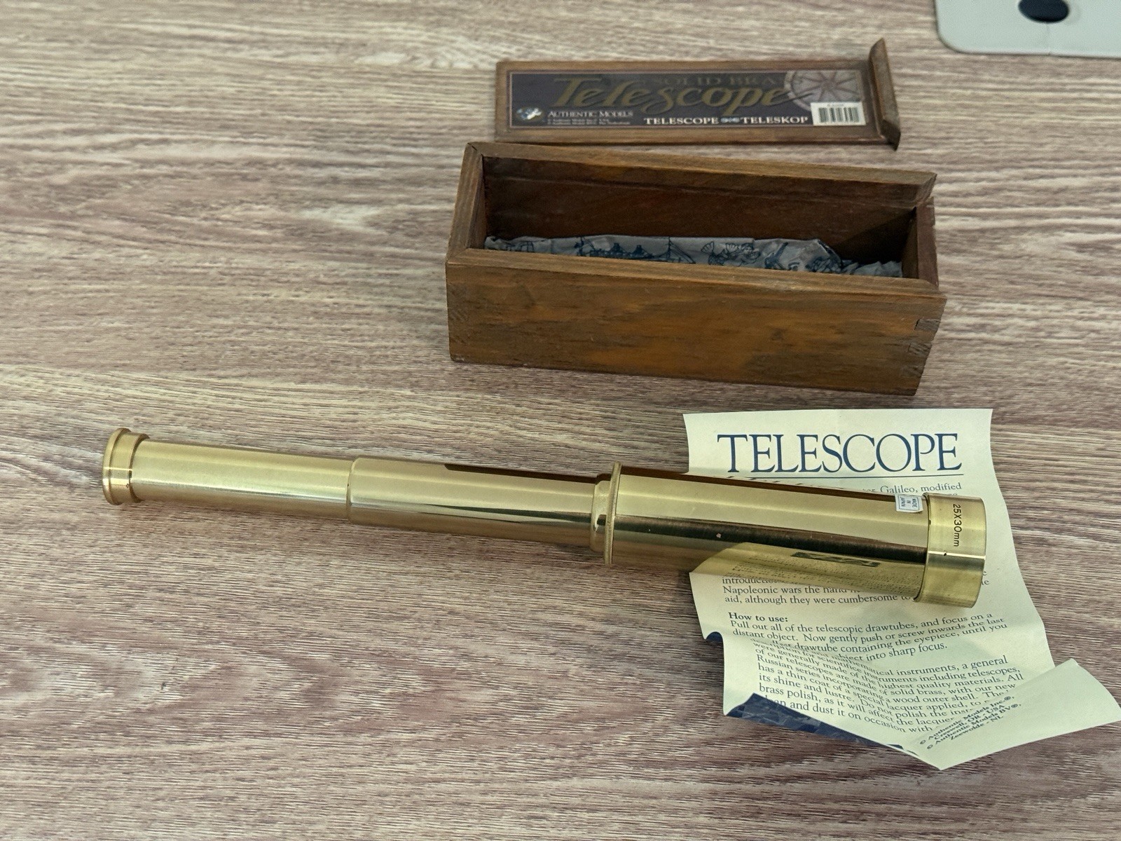 Authentic Models Solid Brass Telescope KA009 25x30mm – Made in Japan – READ