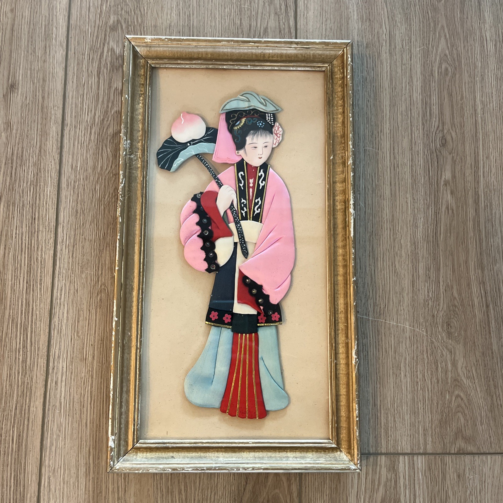 Vintage Original C19th Period Chinese Silk Impression Portrait. Emperors Court: