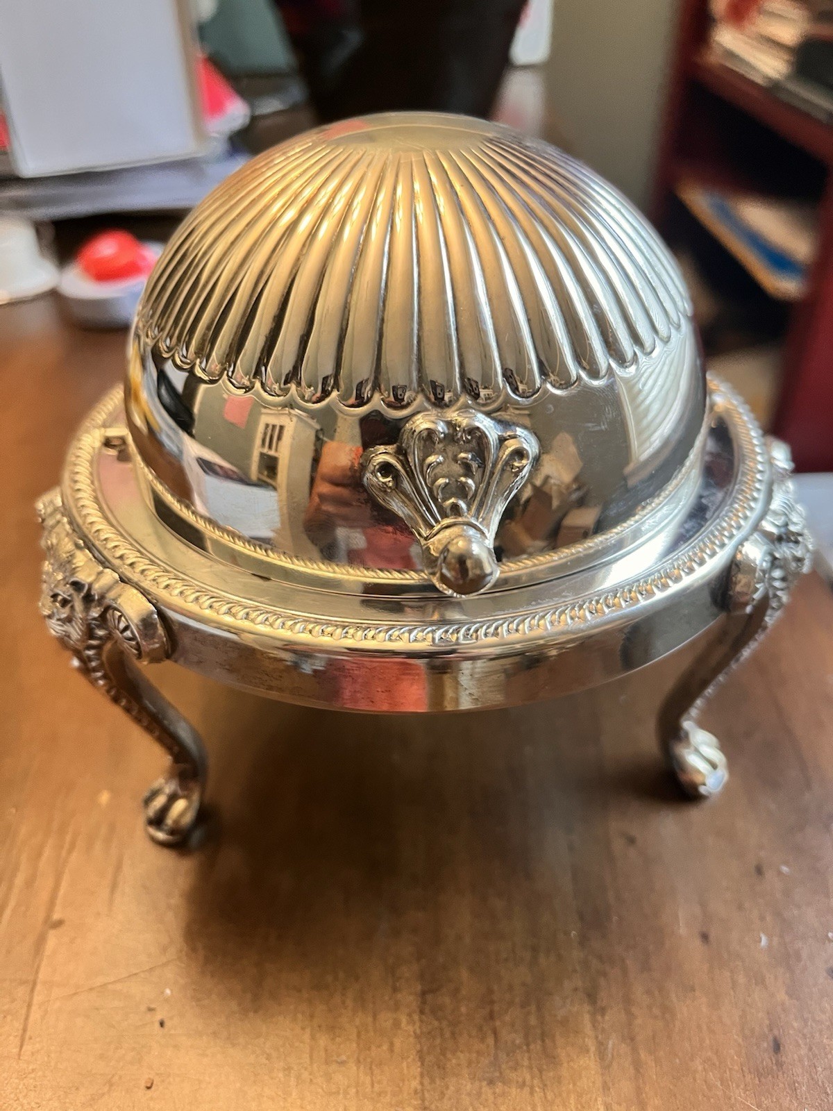 F.B. Rogers Silver Co. Silverplate Footed Butter Dish w/ Dome Lid Glass Insert