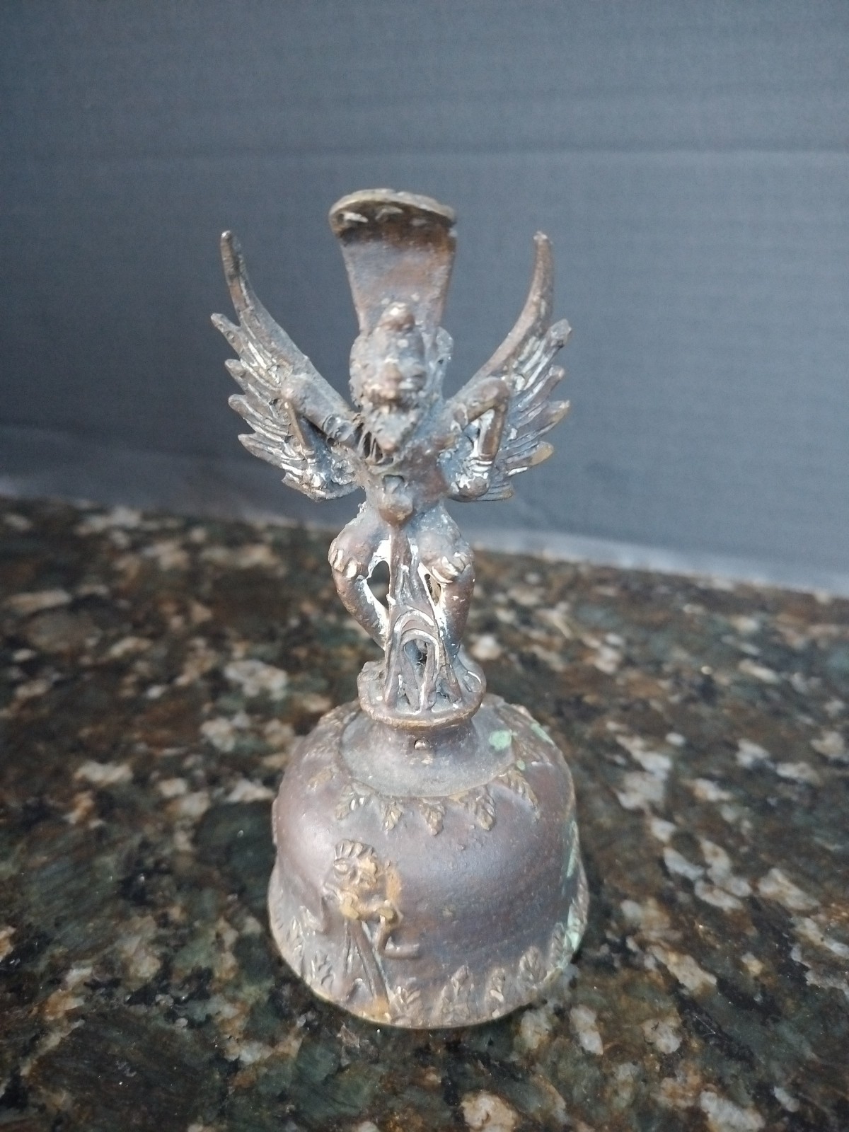 South East Asia Indonesia Bronze Bell w/ Garuda Shape handle 19th-20th Century