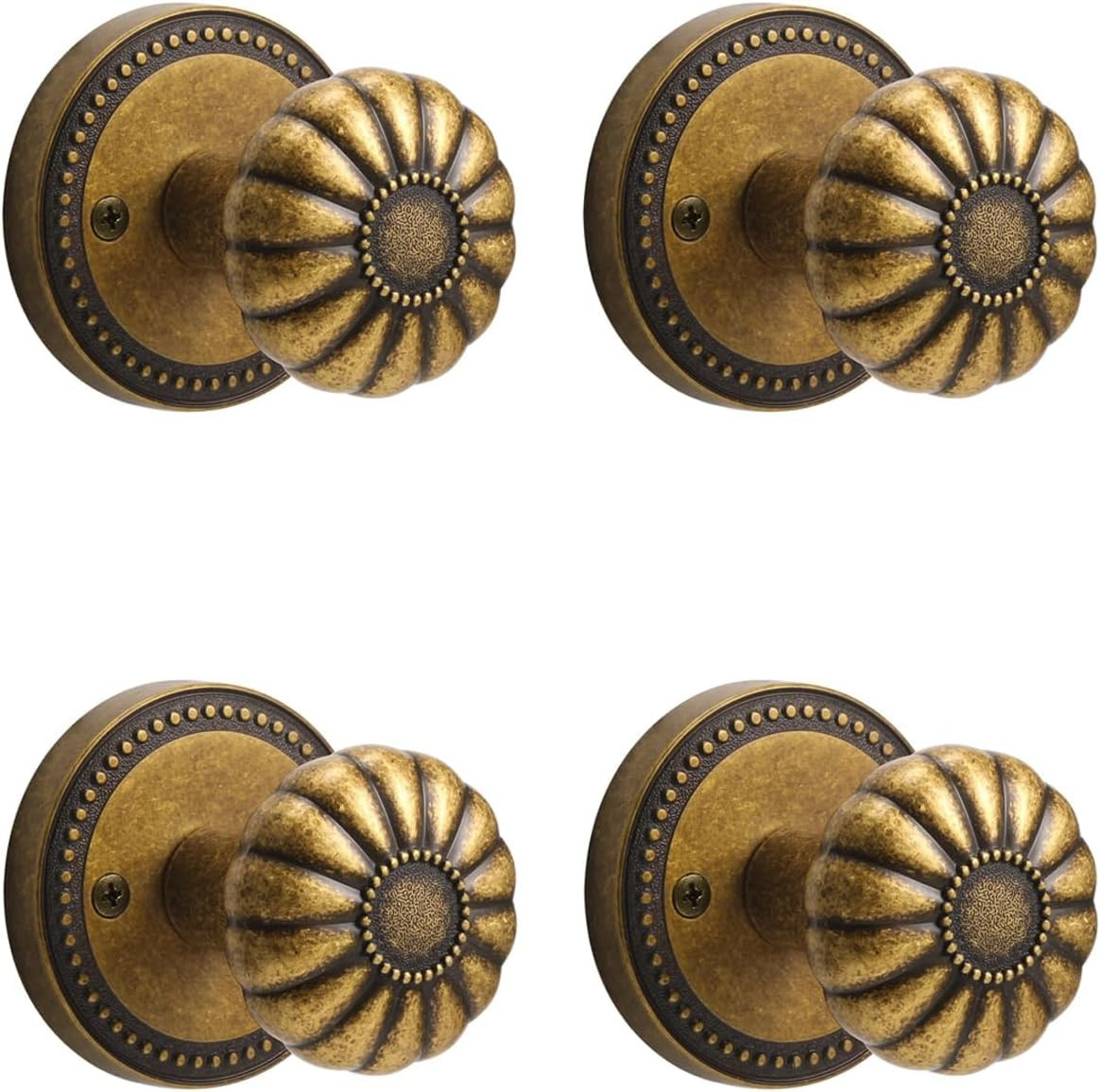 Vintage Brass Passage Door Knob – Durable Zinc Alloy for Hall & Closet
