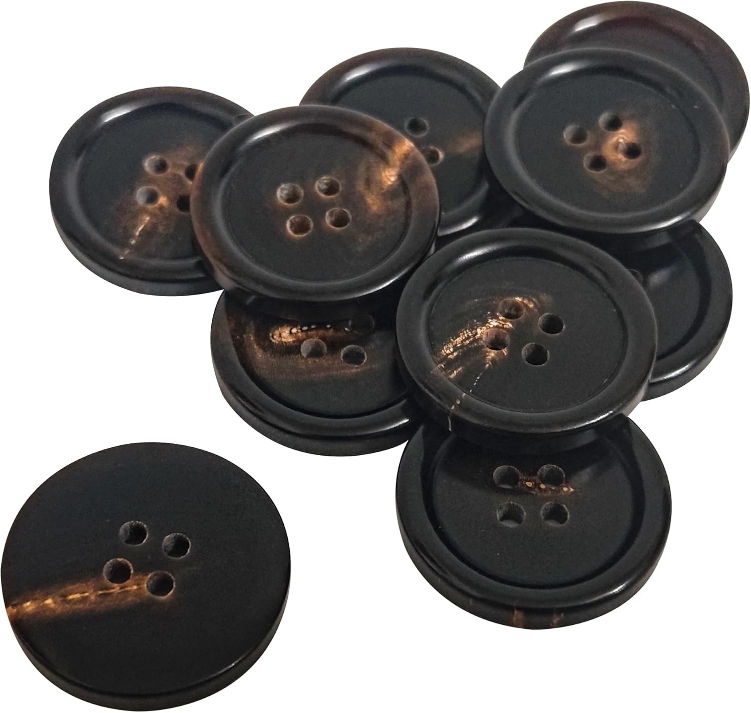 Real Horn Sewing Buttons for Coats 1 Inch 10 Pack Brown