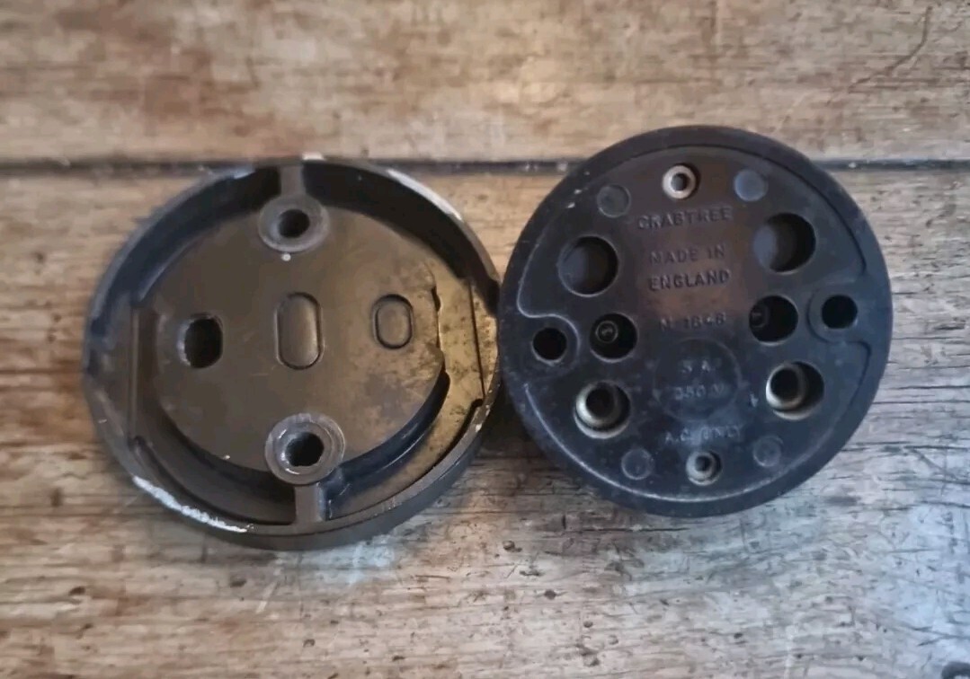 Vintage Crabtree Bakelite Dolly Light Switch on Bakelite Pattress. 1 Way.