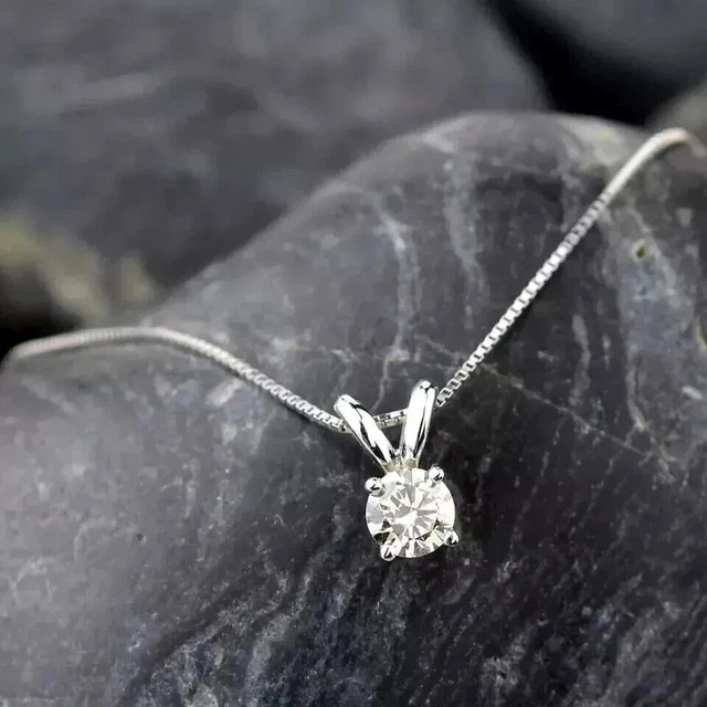 2Ct Round Cut Lab Created Solitaire Diamond Pendant Necklace 14k White Gold Over