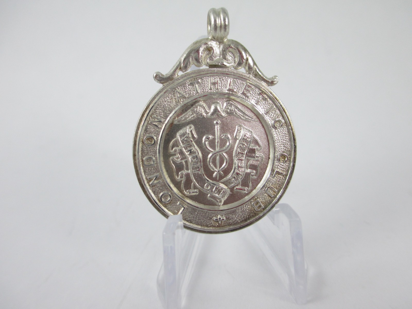 LOVELY SOLID SILVER, LONDON ATHLETIC CLUB FOB MEDAL, BIRMINGHAM 1914 HIGH JUMP